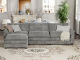 YESHOMY Sectional Modular Sofa U Shaped Chenille Fabric Couch with High Supportive & Soft Sponges and Removable Ottoman, Sleeper Comfy Upholstered Furniture for Living Room, Grey