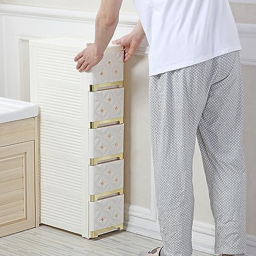 Narrow Bathroom Removable Medicine Cabinet Tall Corner Cabinet with Storage Drawers and Casters, Side Cabinet Crevice Shelf for Kitchen, Living Room, Laundry Room, Bedroom