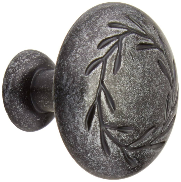 Amerock BP1581WID inspirations Wrought Iron Dark Leaf Cabinet Hardware Knob, 1-1/4×22 Diameter – 25 Pack