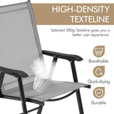 Yaheetech Patio Dining Chairs Set of 4 with Armrests, Outdoor Folding Chairs with Metal Frame and Backrest for Lawn, Garden, Yard and Poolside, Black