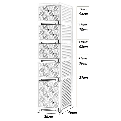 Narrow Bathroom Removable Medicine Cabinet Tall Corner Cabinet with Storage Drawers and Casters, Side Cabinet Crevice Shelf for Kitchen, Living Room, Laundry Room, Bedroom