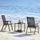 Yaheetech Patio Dining Chairs Set of 4 with Armrests, Outdoor Folding Chairs with Metal Frame and Backrest for Lawn, Garden, Yard and Poolside, Black